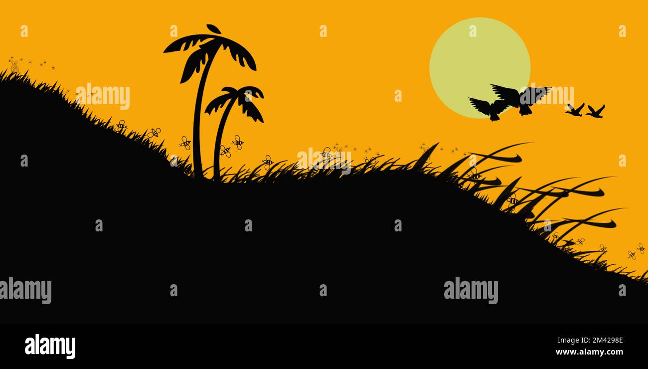 arte e opere d'arte della collina a fine giornata. Foto Stock