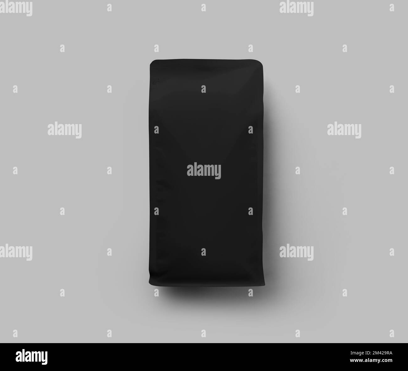 Modello nero Doypack, astuccio per caffè stabile per marcare a caldo, design, motivo, pubblicità in un bar. Borsa mockup premium per il caffè. Confezione per Foto Stock
