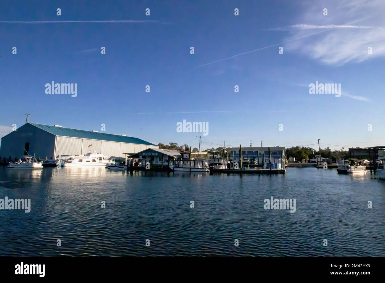 Pete's Pier Marina a Crystal River, Florida, Stati Uniti Foto Stock