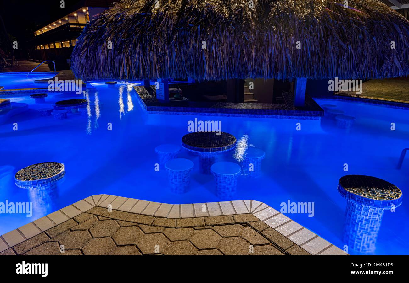 Manatees Swim Up Bar a Sunscape Resort, Willemstad, Curacao, Antille Olandesi Foto Stock
