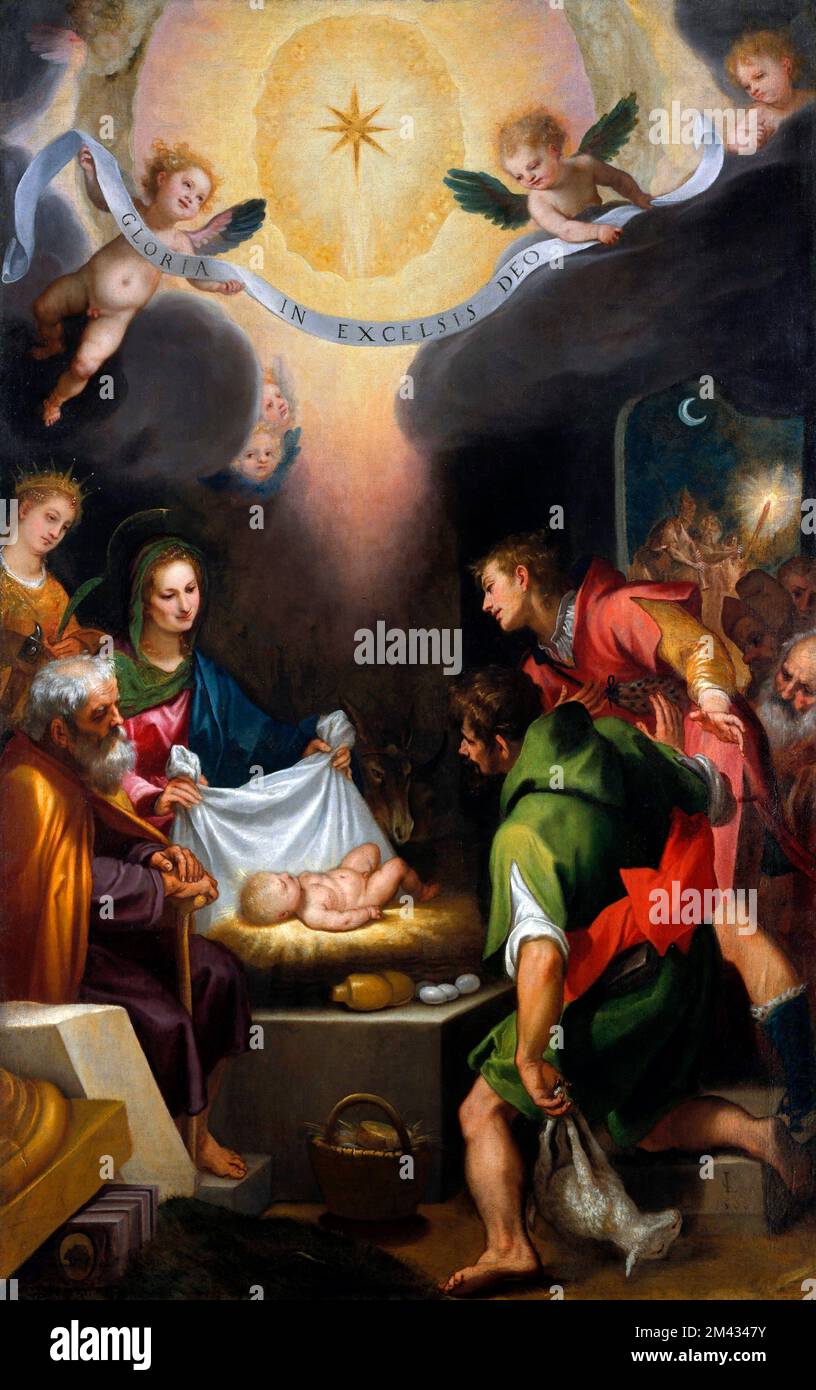 L'Adorazione dei Pastori con Santa Caterina d'Alessandria di Cigoli (Lodovico Cardi - 1559-1613), olio su tela, 1599 Foto Stock