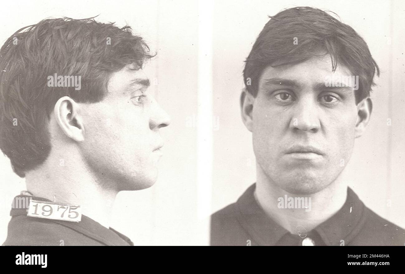 Joseph S. Leach, Inmate Number 1975, presso la Penitenzieria Federale di Leavenworth. Joseph S. Leach fu il primo prigioniero federale a ricevere una condanna a vita quando fu condannato per omicidio nel 1900. In un atto ubriaco di vendetta Leach clubed a morte un uomo che lo aveva precedentemente assalito. Il presidente Calvin Coolidge perdonò Leach nel 1927 Bureau of Prisons, Inmate casi di pratica. Foto Stock