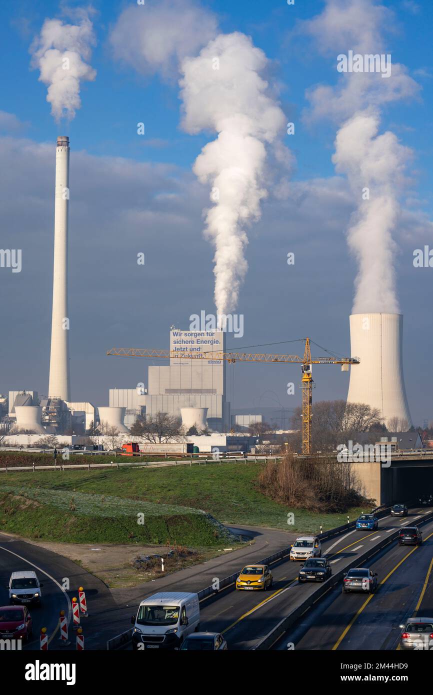 La centrale elettrica e termica STEAG di Herne-Baukau, centrale a carbone duro, presso lo svincolo autostradale Herne A42, A43, per la costruzione dell'autostrada Foto Stock