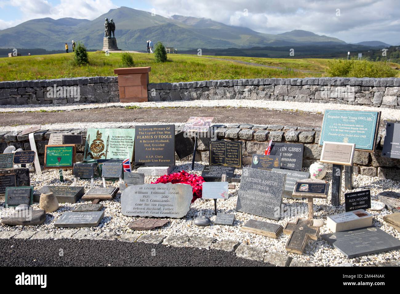 Giardino della memoria al monumento Commando a Lockaber Scozia, tributo ai comandos britannici caduti nella guerra mondiale 2 e più recentemente caduti in guerra Foto Stock