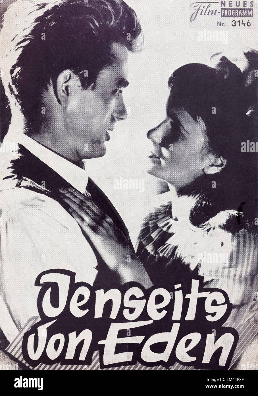 Film Jenseits von Eden con James Dean dal 1955, copertina di un programma stampato, Germania Foto Stock