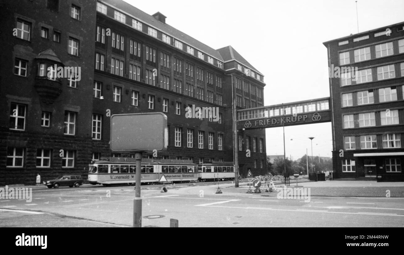 Eventi e Milieu nella zona della Ruhr negli anni 1965-1971. Sede centrale di Essen Krupp-Stahl, Germania Foto Stock