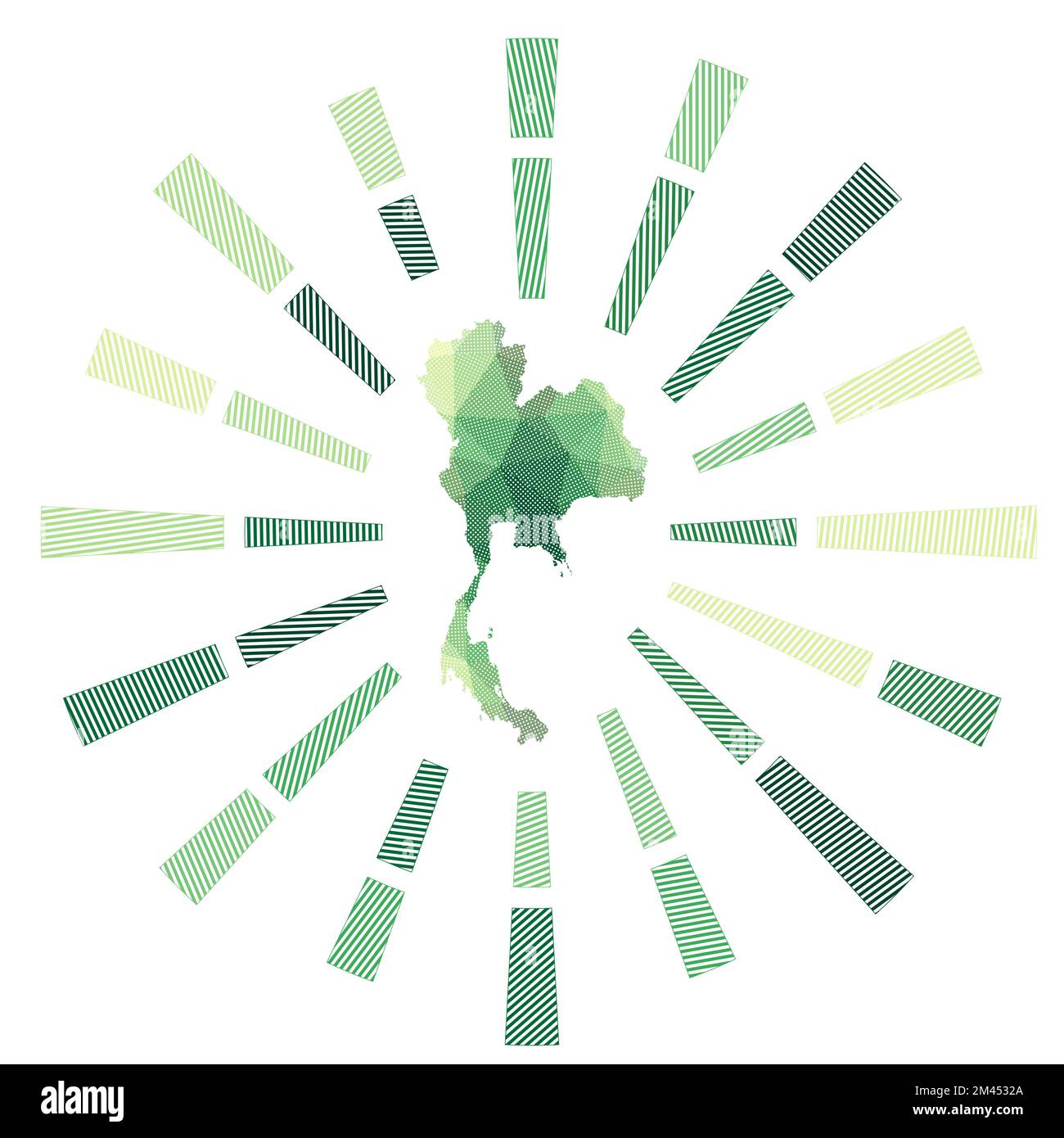 Thailandia sunburst. Basso poli strisce raggi e mappa del paese. Autentica illustrazione vettoriale. Illustrazione Vettoriale