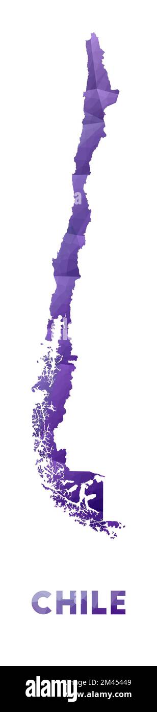 Mappa del Cile. Illustrazione poly bassa del paese. Design geometrico viola. Illustrazione del vettore poligonale. Illustrazione Vettoriale