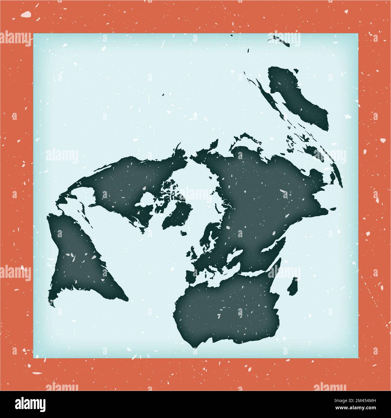 Poster della mappa del mondo. Proiezione quadrata di Gringorten a pari area. Forma vintage World con texture grunge. Eccellente illustrazione vettoriale. Illustrazione Vettoriale