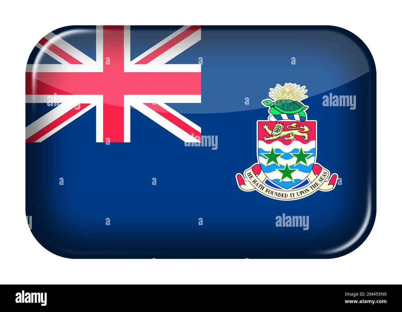 Isole Cayman pulsante rettangolo icona web con tracciato di ritaglio 3D illustrazione Foto Stock