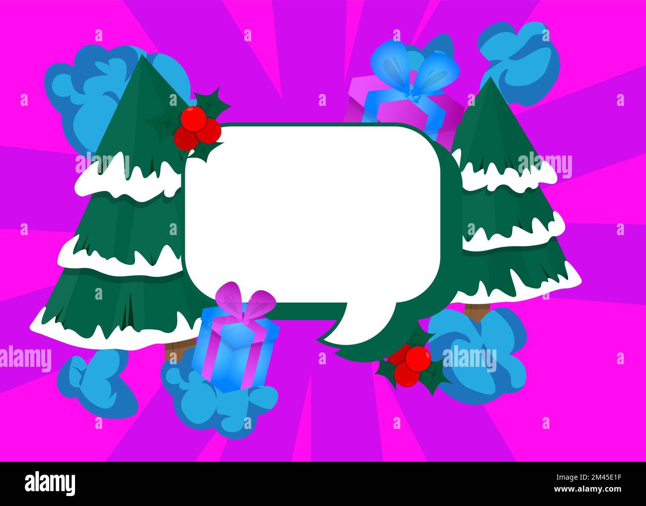 Illustrazione di sfondo di Natale. Cartoon poster evento vacanza. Illustrazione Vettoriale