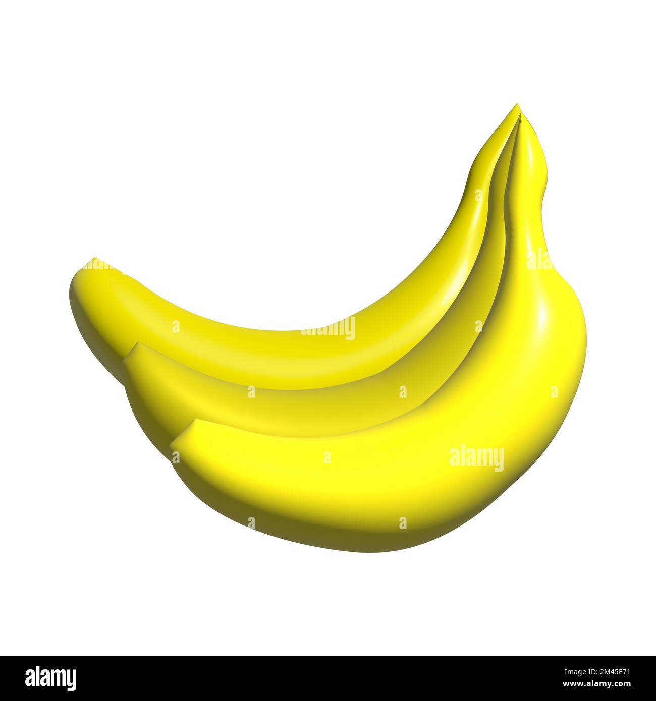 Una decorazione a forma di banana di colore giallo isolata su uno sfondo bianco Foto Stock