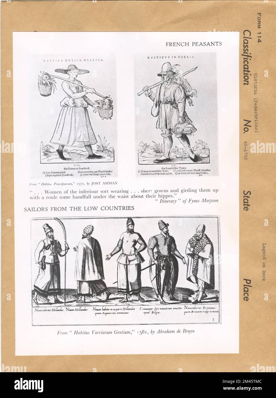 Contadini francesi. Didascalia originale: Da pagina 35, ' Elizabethan pageantry' di H. K. Morse London 1934. Foto Stock