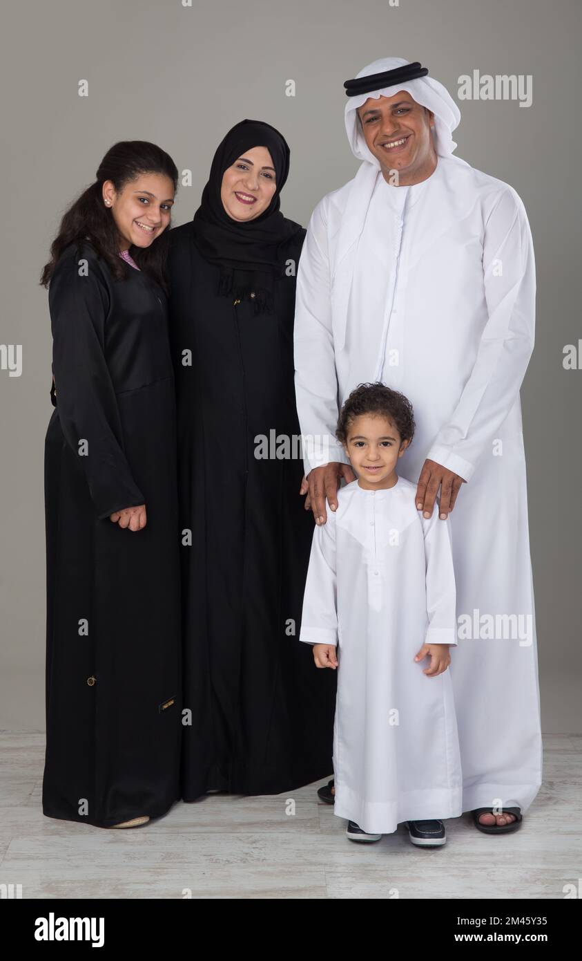 Ritratto di una famiglia araba. Foto Stock
