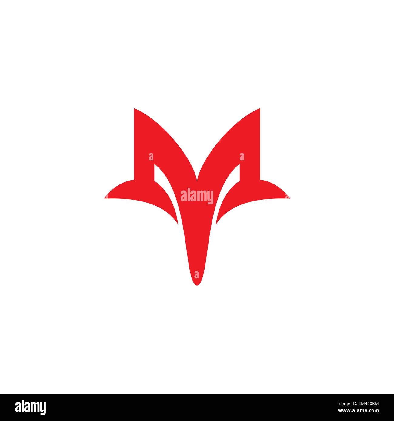 M Fox Logo Design. Vettore volpe rosso. M iniziale Illustrazione Vettoriale
