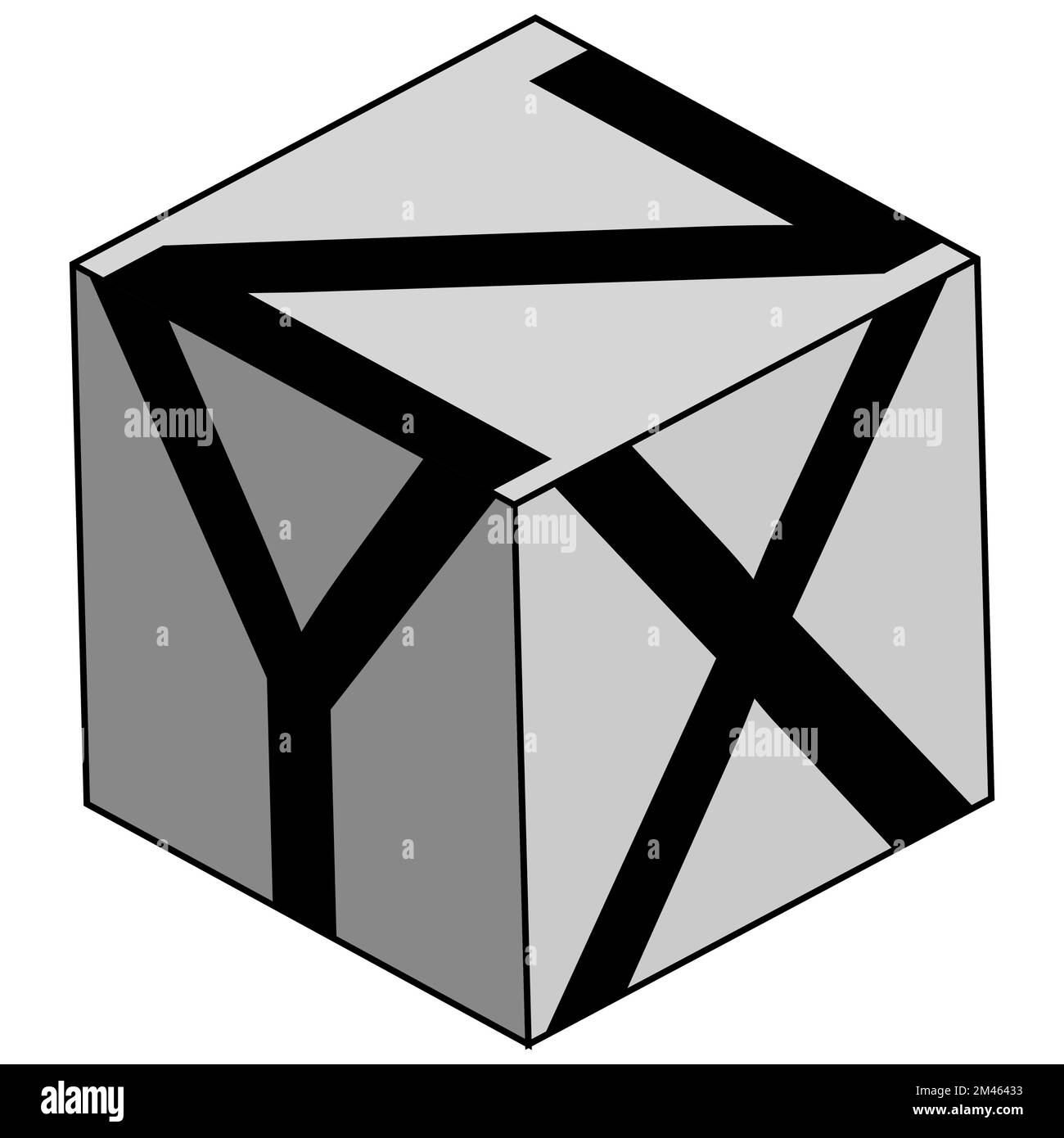 Icona asse xyz, 3D spazio freccia, sistema matematico cubo frecce Illustrazione Vettoriale