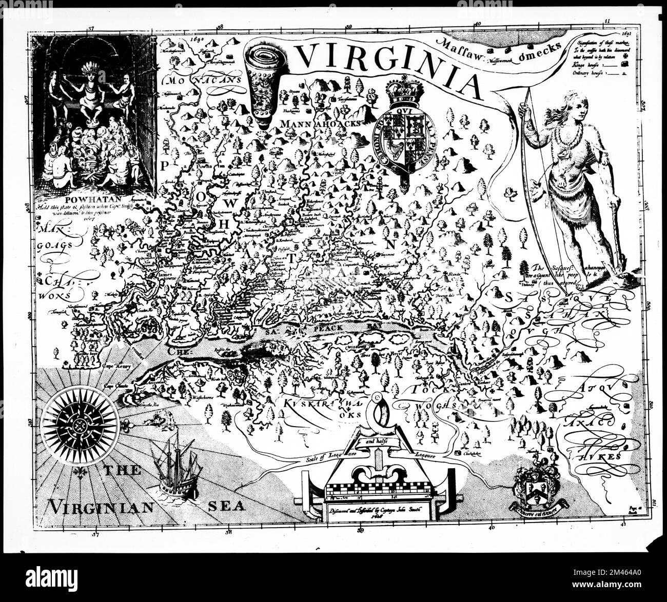 Mappa da "The Generall Historie of Virginia" di John Smith. Stato: Virginia. Foto Stock