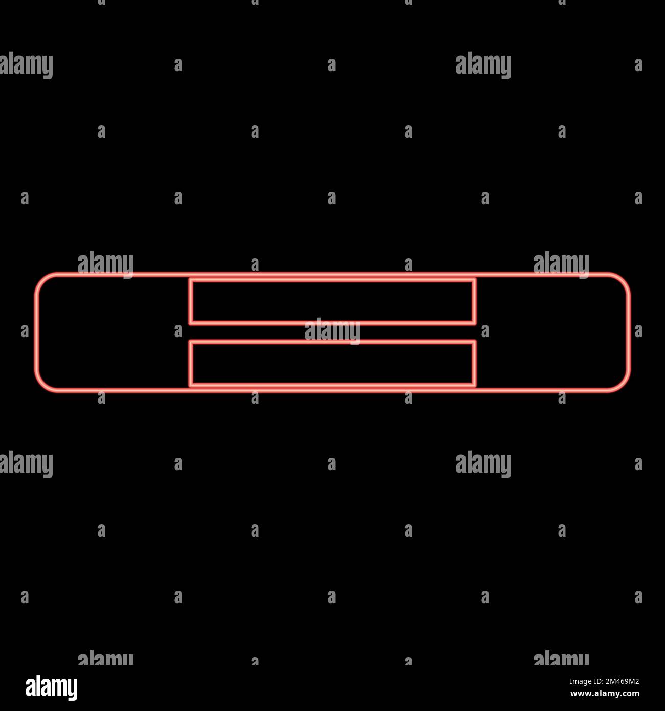 Simboli del circuito del fusibile elettrico al neon protezione da sovraccarico elemento fusibile colore rosso vettore illustrazione immagine piatta luce Illustrazione Vettoriale