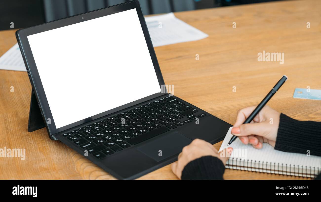 riunione virtuale mockup digitale per l'istruzione online Foto Stock