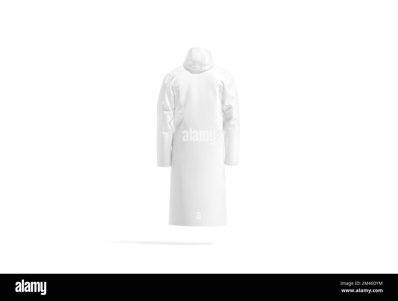 Mockup impermeabile bianco protettivo, vista posteriore, rendering 3D. Giacca casual vuota resistente all'acqua, isolata. Abiti da esterno chiari o pioggia co Foto Stock