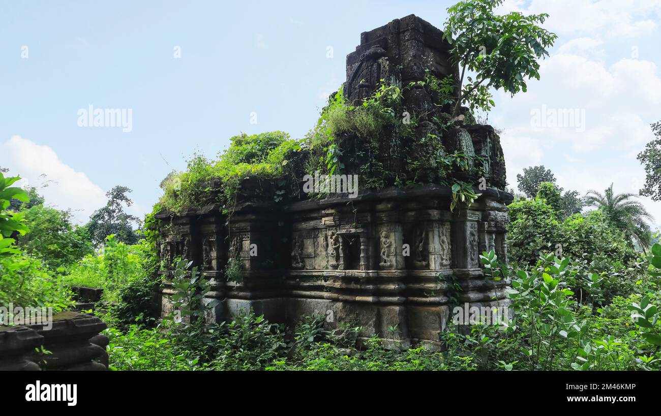 Vista dell'antico Tempio di Jain in rovina, Abhapur, Polo Forest, Sabarkantha, Gujarat, India. Foto Stock