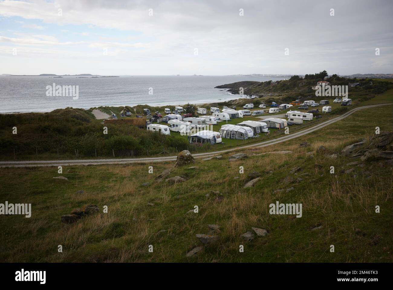 Camping sito in mare Foto Stock