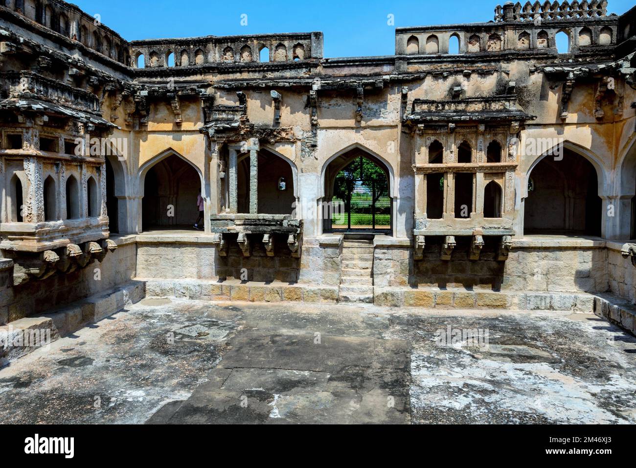 Casa della Regina, Hampi, patrimonio dell'umanità dell'UNESCO, quartiere Vijayanagara, Karnataka, India Foto Stock