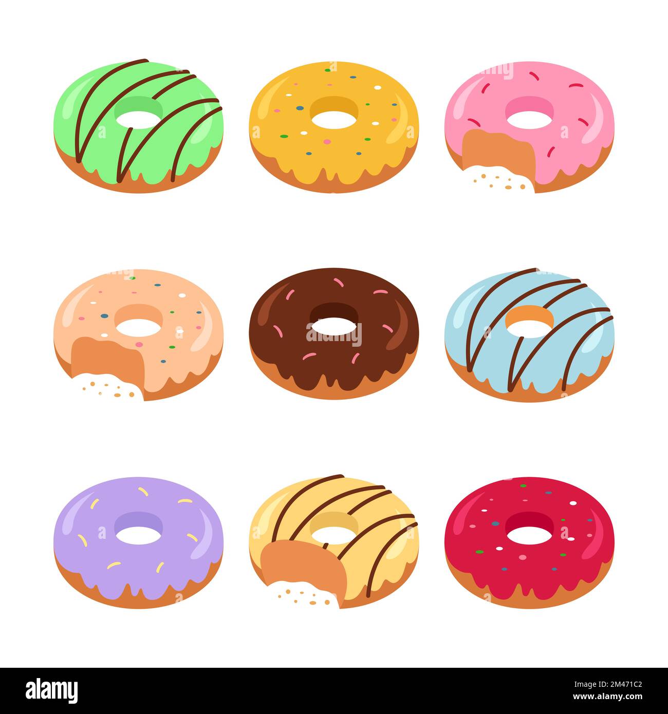Ciambelle smaltate con spruzzette. Ciambelle. Illustrazione vettoriale. Illustrazione Vettoriale