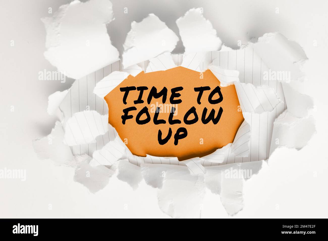 Didascalia concettuale tempo di follow-up. Parola scritta su richiesta dell'attività precedente o continuazione delle informazioni Foto Stock