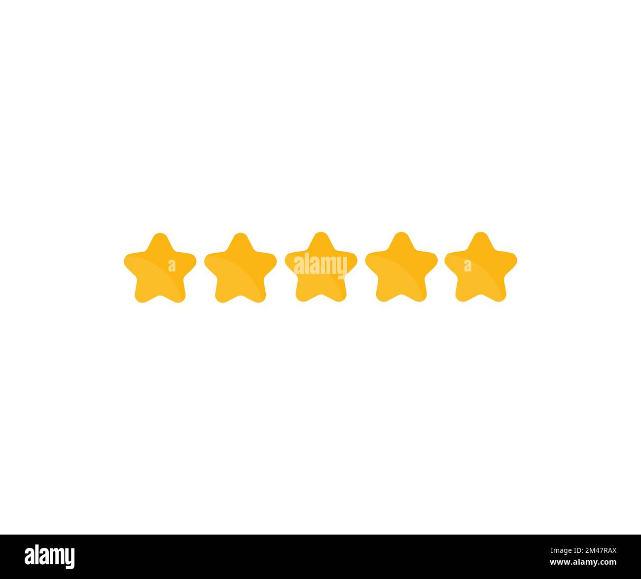 Valutazione dei prodotti a cinque stelle per i clienti, logo a cinque stelle d'oro. Concetto di valutazione online. Revisione del cliente, icona del feedback, disegno vettoriale. Illustrazione Vettoriale