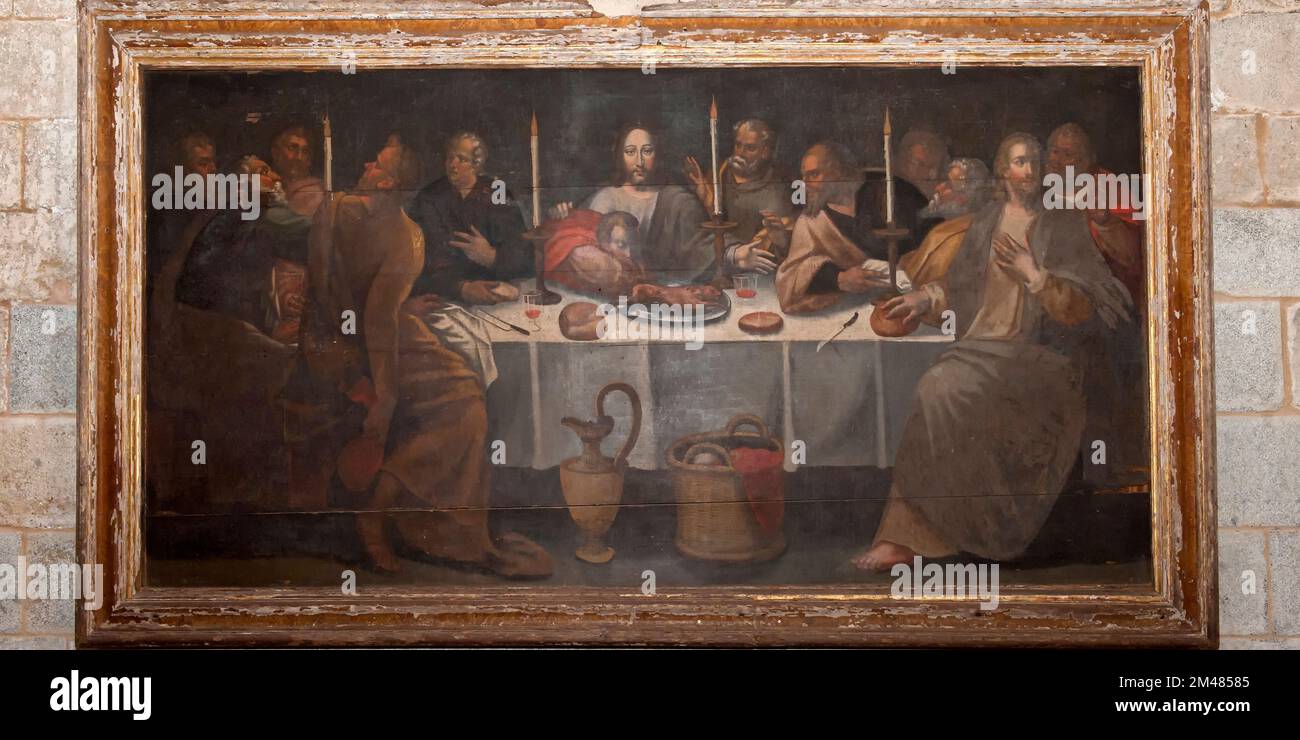 Se Cattedrale (Santa Maria), l'ultima cena, pittura, Evora, Alentejo, Portogallo, patrimonio dell'umanità dell'UNESCO Foto Stock