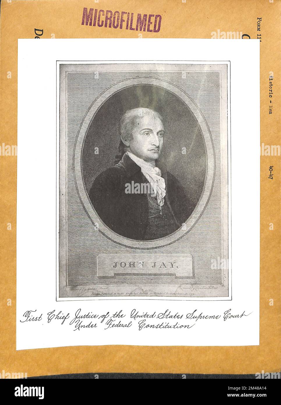 John Jay. Didascalia originale: John Jay : prima Giustizia Capo della Corte Suprema degli Stati Uniti secondo la Costituzione Federale. Foto Stock