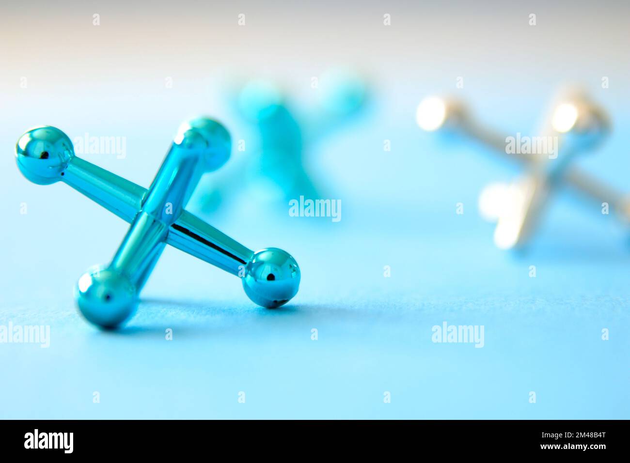 Jack blu e argento in vista macro con messa a fuoco limitata Foto Stock