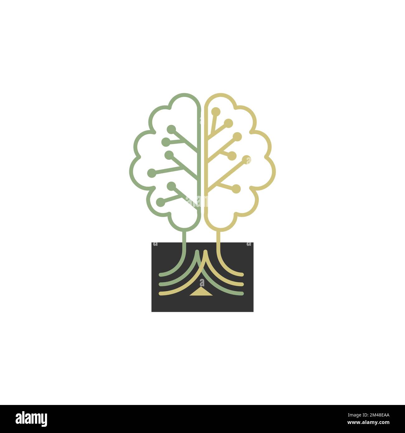 Illustrazione Brain Think idea with tree Logo design vector template.EPS 10 Illustrazione Vettoriale
