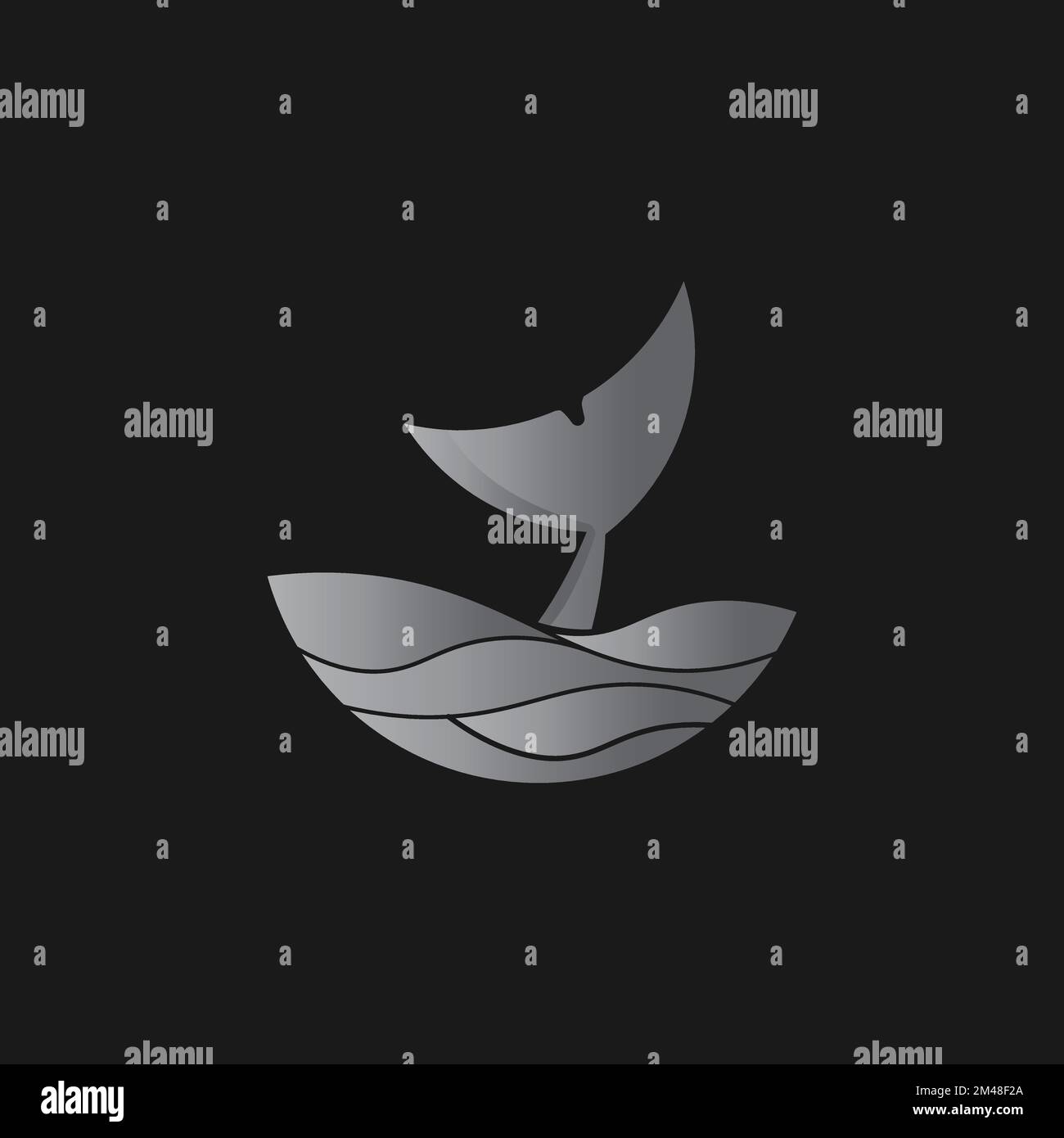 Impressionante illustrazione del logo balena blu, balena blu in design logo mare.EPS 10 Illustrazione Vettoriale