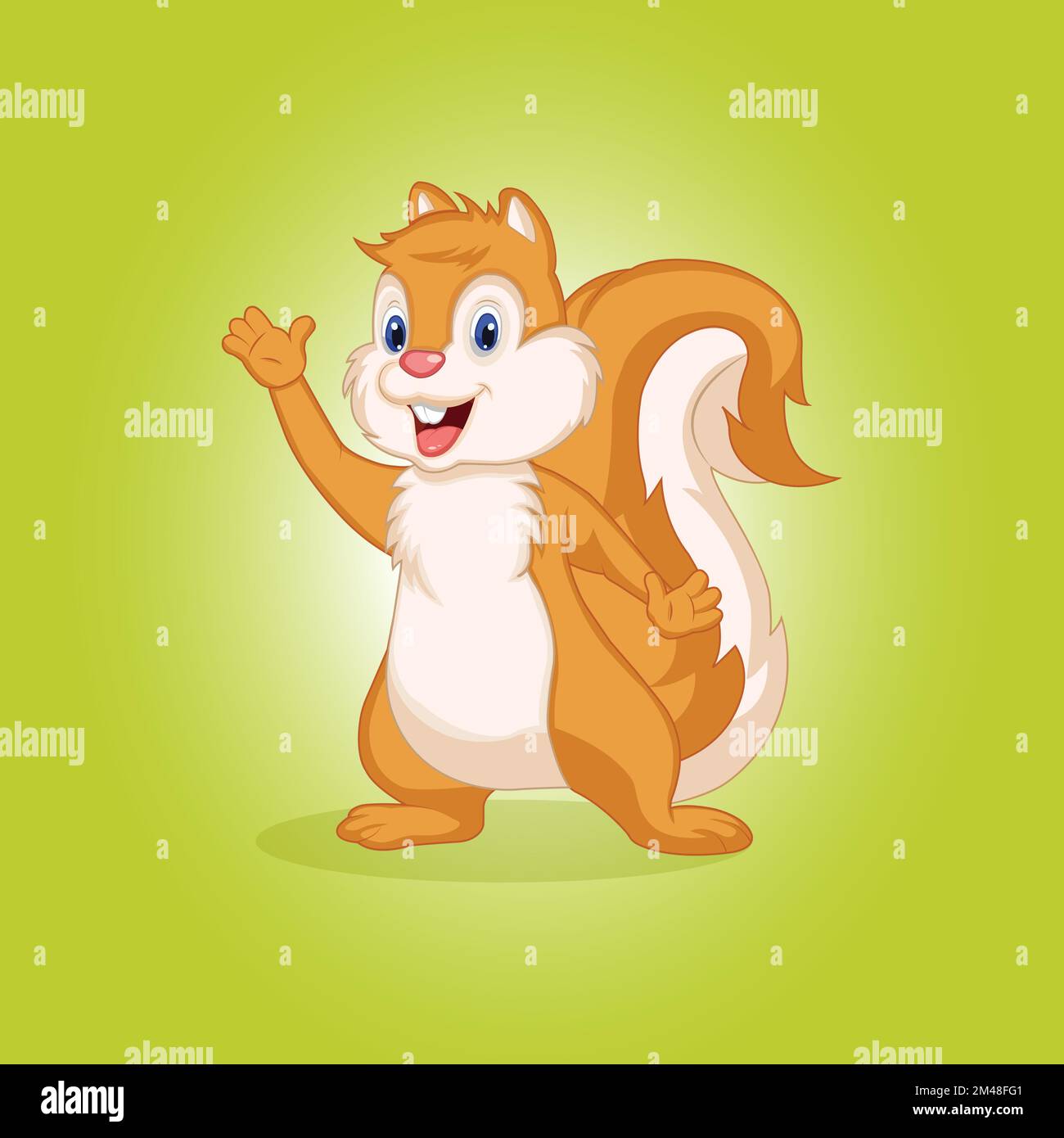 Carino scoiattolo cartone animato è molto felice di progettazione vettoriale Illustrazione Vettoriale