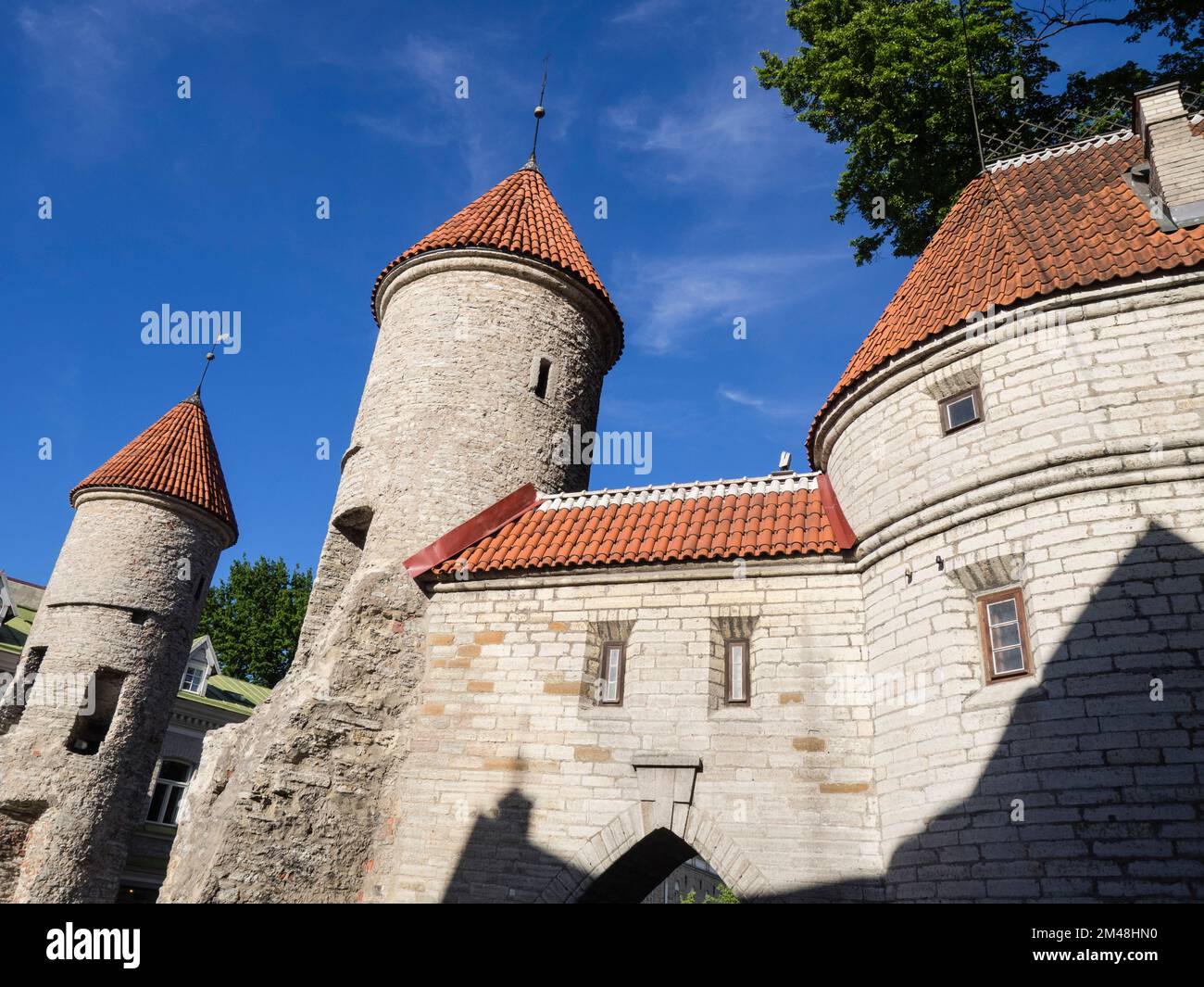 Mura della città vicino alla porta Viru, Tallinn, Estonia, Stati baltici, Europa Foto Stock