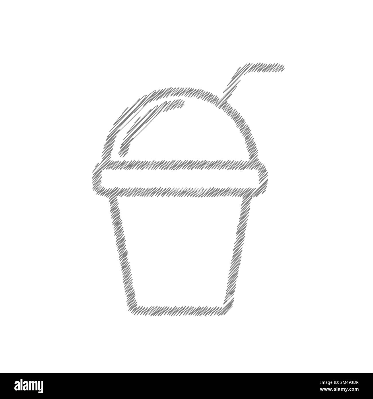 Frullato. Juice Cup bianco schizzo vettore icona simbolo di dieta detox e stile di vita sano Illustrazione Vettoriale