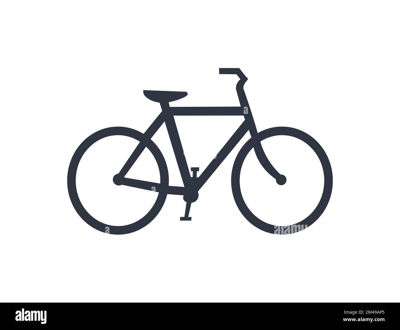 Icona bicicletta monocromatica isolata. Vettore di disegno piatto. Illustrazione Vettoriale
