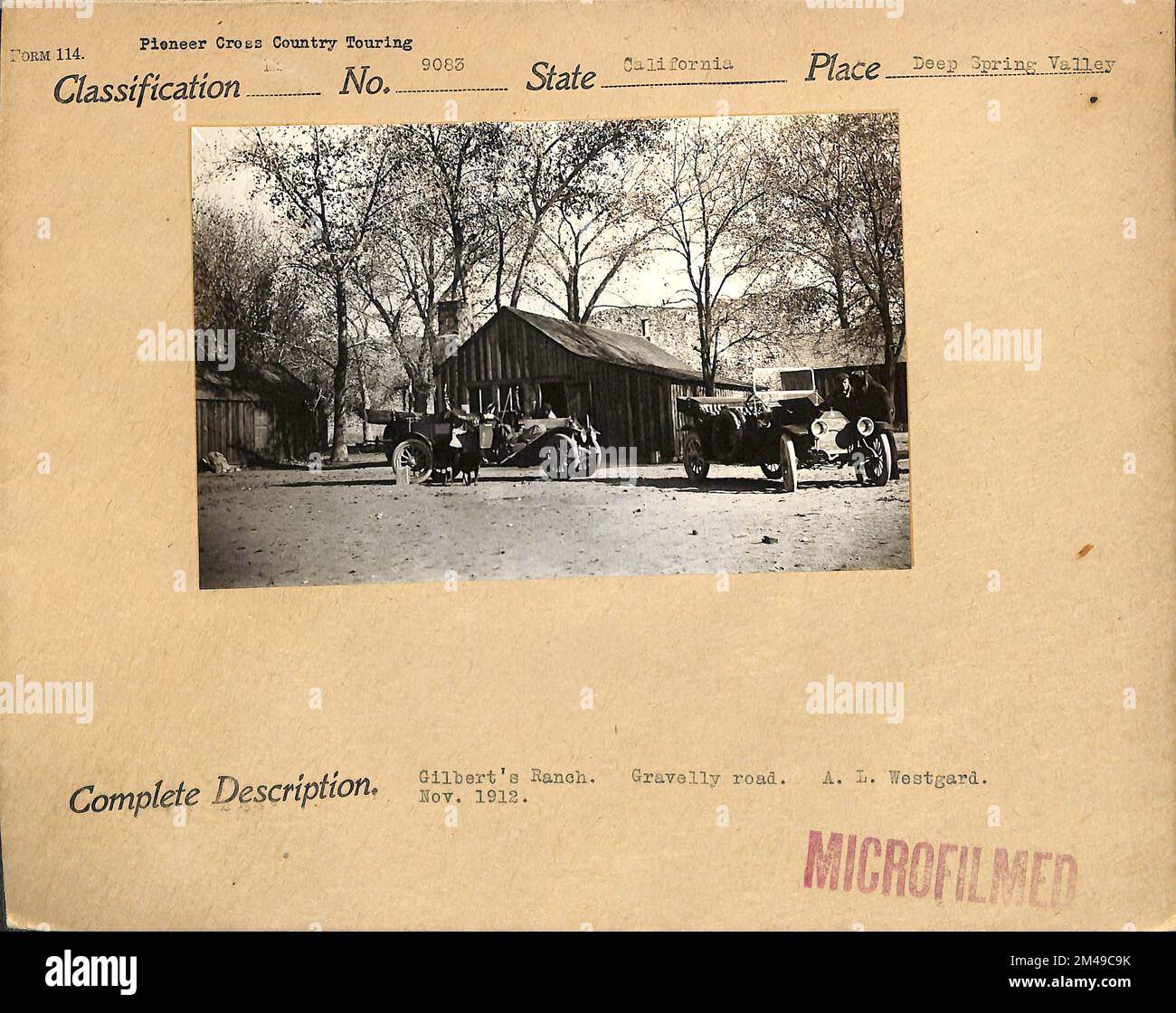 Gilbert's Ranch, Gravelly Road. Didascalia originale: Gilbert's Ranch. Strada ghiaiosa. A. L. Westgard. 1912. Stato: California luogo: Deep Spring Valley. Foto Stock
