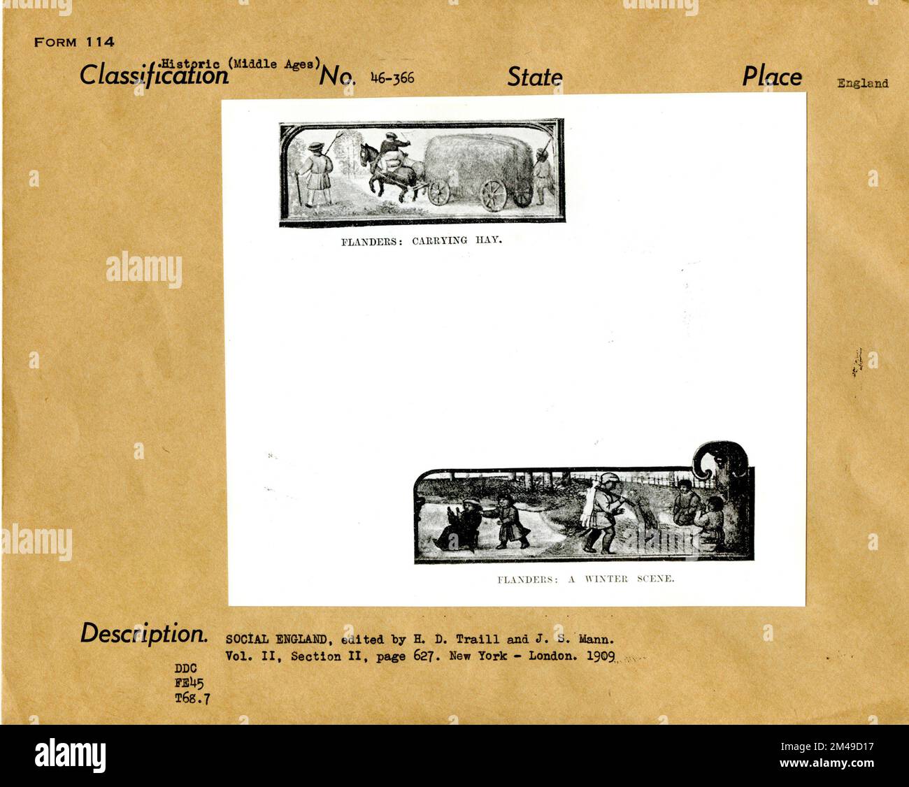 Fiandre: Hay trasportante, Una scena di inverno. Didascalia originale: SOCIAL ENGLAND, a cura di H. D. Traill e J. S. Mann, Vol. II, sezione II, pagina 627. New York -- Londra 1909. Luogo: Inghilterra. Foto Stock