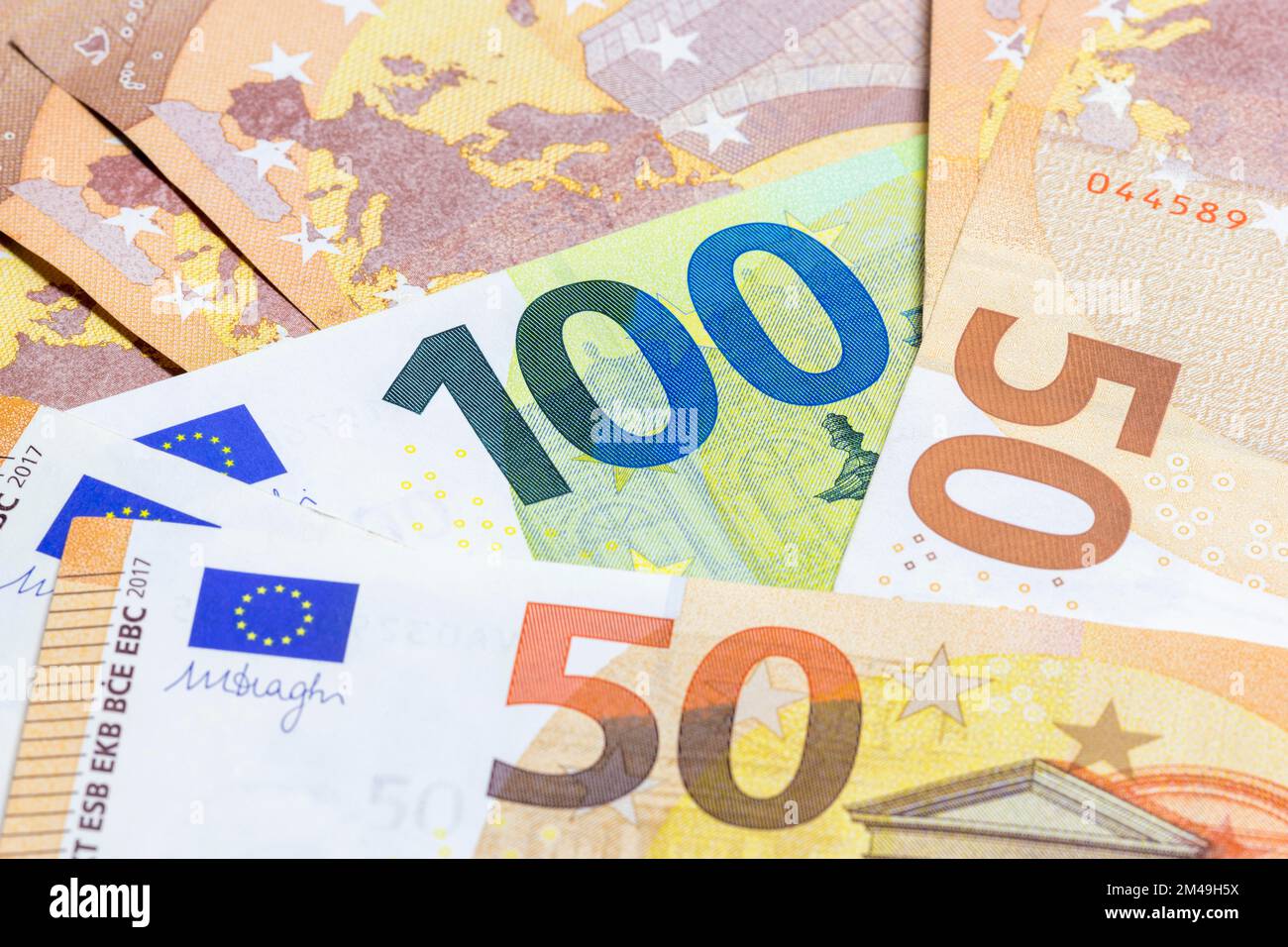 Banconote, banconote, banconote da 50 euro, banconote da 100 euro Foto Stock