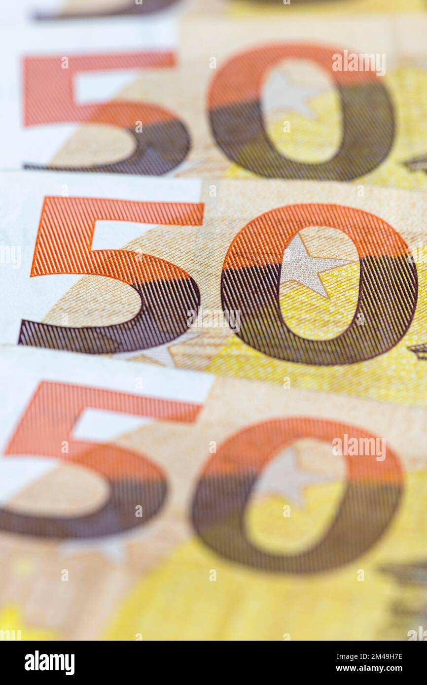Banconote, banconote, banconote da 50 euro Foto Stock