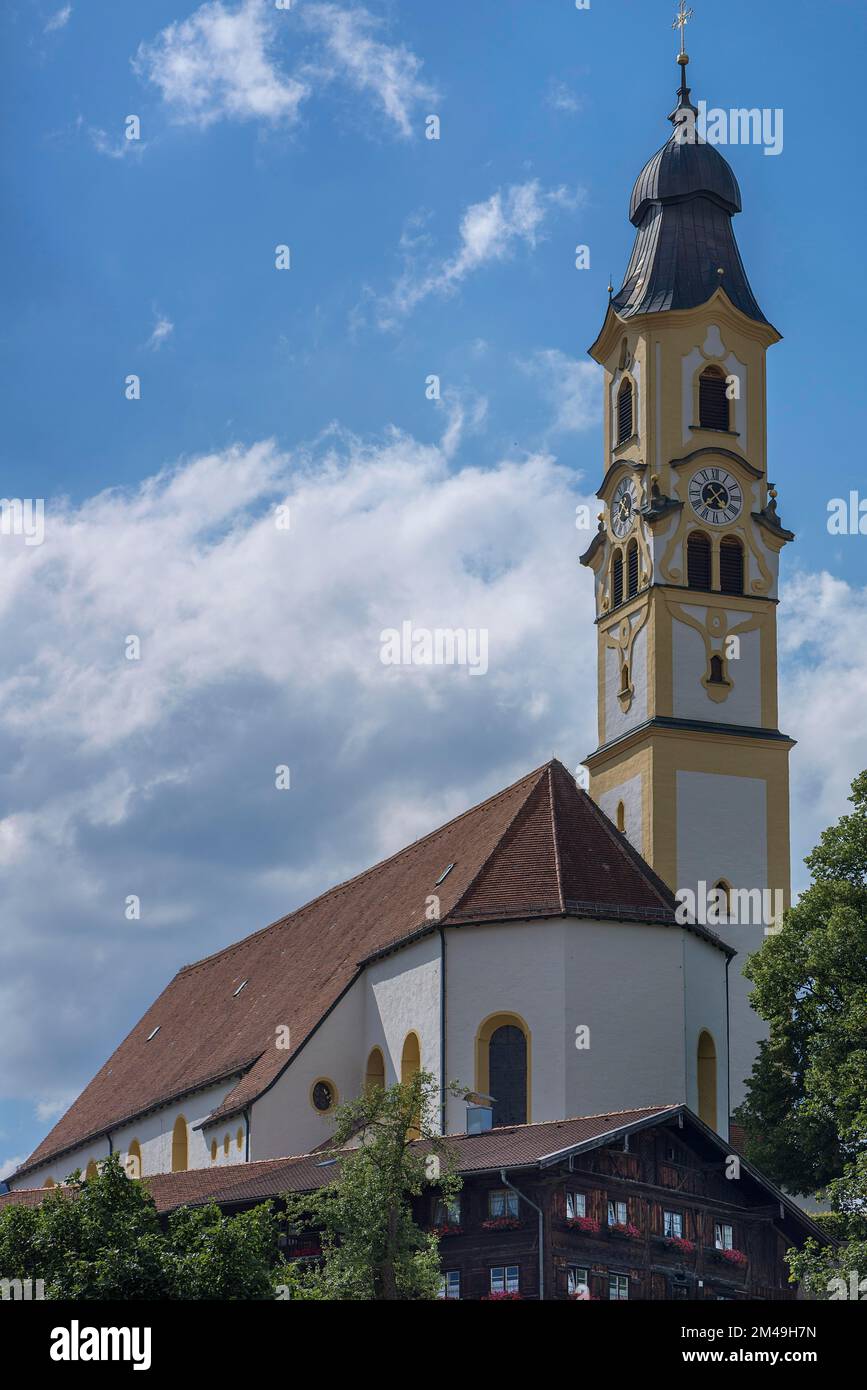 Barocco di St. Chiesa di Nicholas, Pfronten, Ostallgaeu, Baviera, Germania Foto Stock