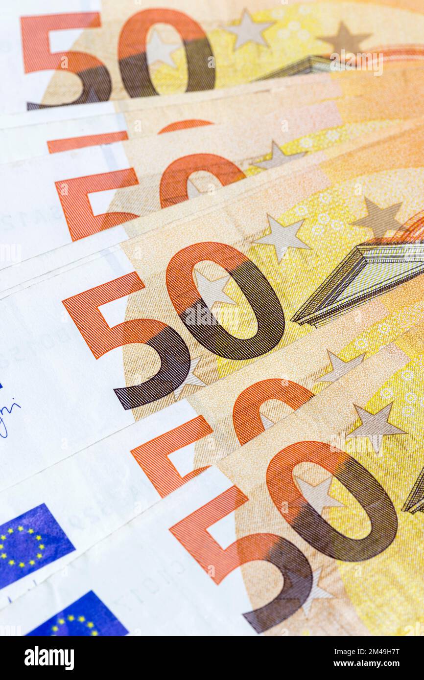 Banconote, banconote, banconote da 50 euro Foto Stock