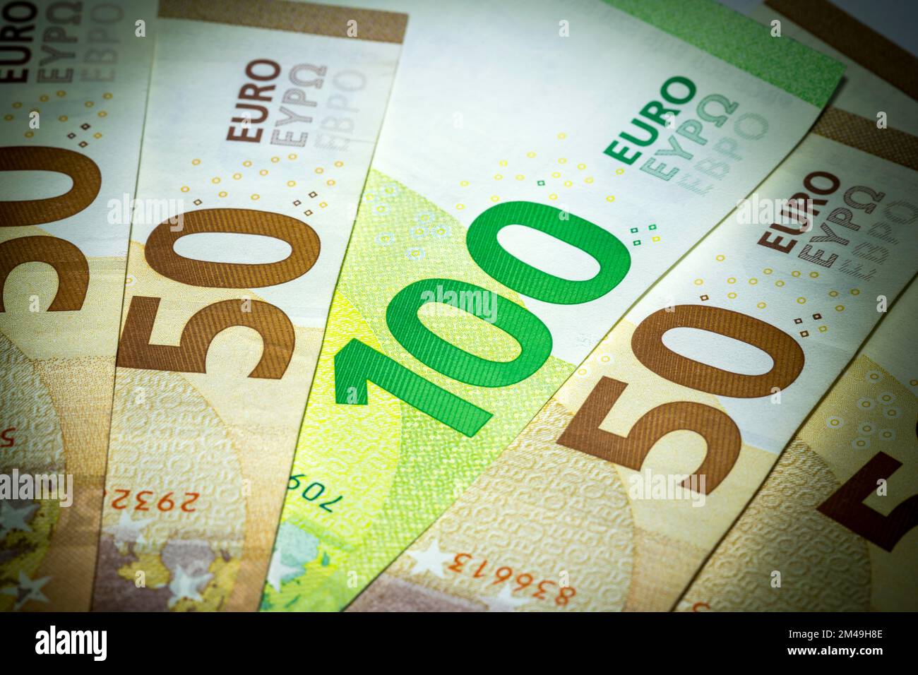 Banconote, banconote, banconote da 100 euro, banconote da 50 euro Foto Stock
