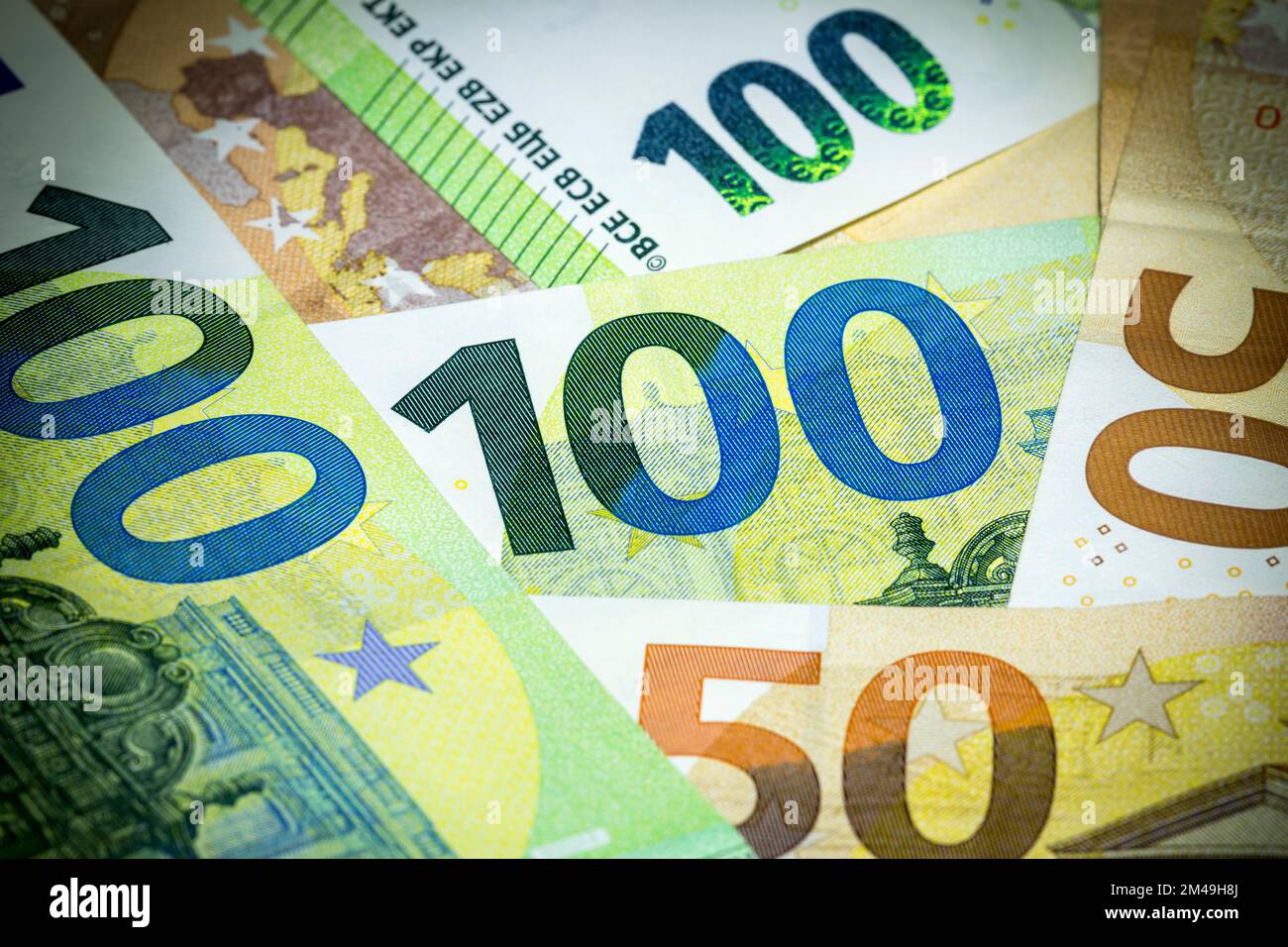Banconote, banconote, banconote da 50 euro, banconote da 100 euro Foto Stock