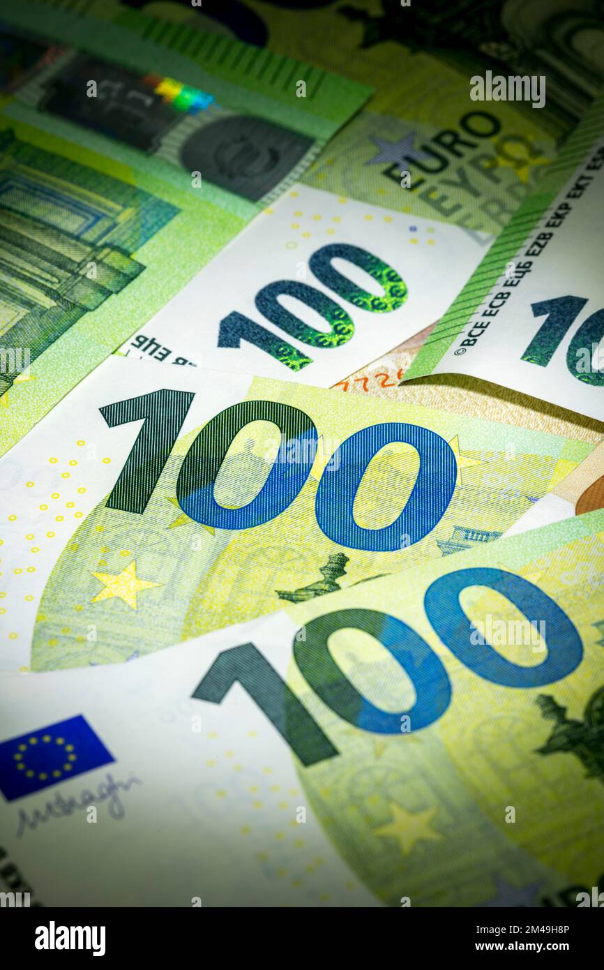 Banconote, banconote, banconote da 100 euro Foto Stock