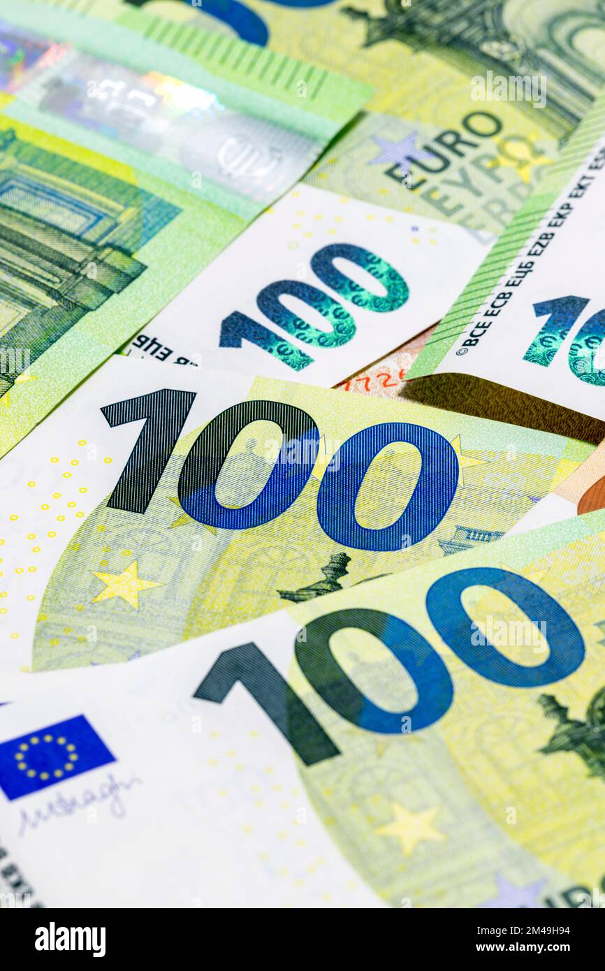 Banconote, banconote, banconote da 100 euro Foto Stock
