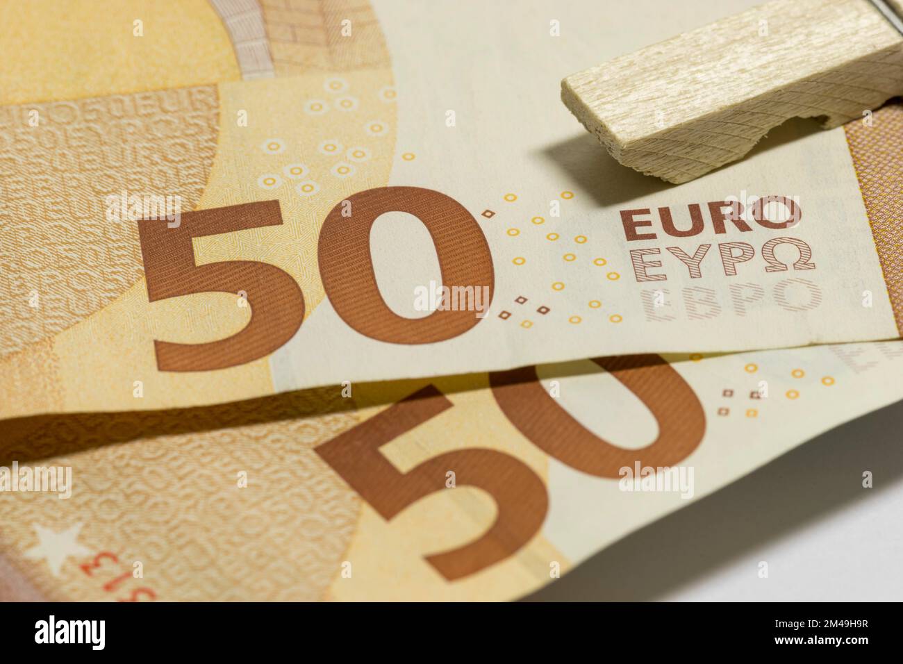Banconote, banconote, banconote da 50 euro, stendibiancheria Foto Stock